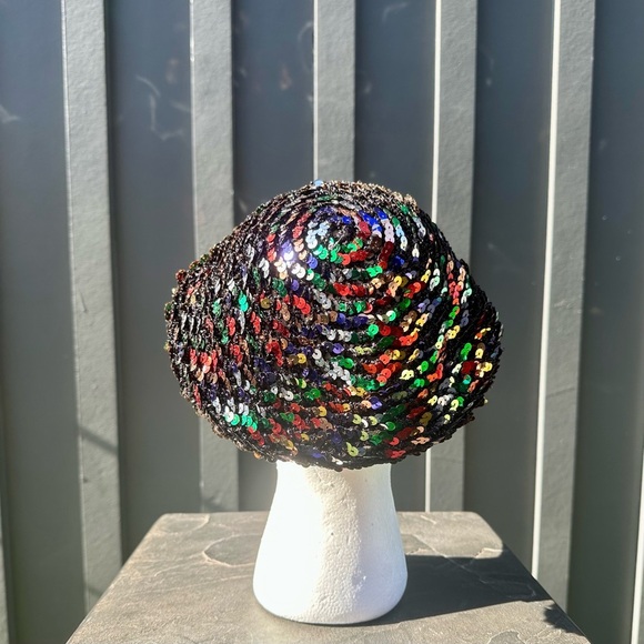 Vintage 1980s Multicolor Sequin Beret - Picture 3 of 5